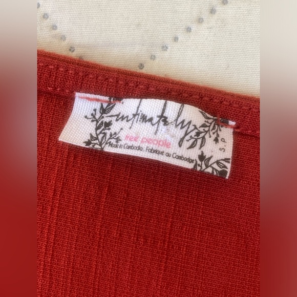 intimately free people red corset style short sleeve thing body suit sz. s - Picture 7 of 10